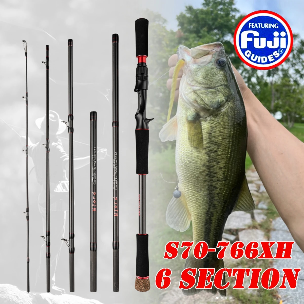 Canne à pêche 6 sections coulé - Fishing Rod Surf avis et prix